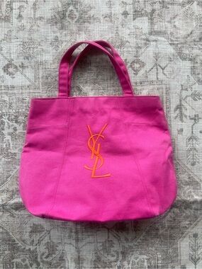 Yves Saint Laurent Parfums Hot Pink Vintage Canvas Tote